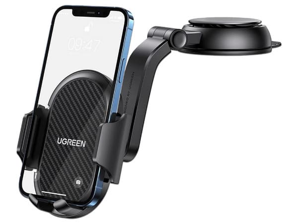 Soporte para Teléfono con Ventosa UGREEN, Diseño en Cascada, Instalación en Parabrisas y Tablero, Ajuste Vertical 220 y Horizontal 60, Gira 360.