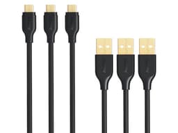 Cable Datos AUKEY CB-MD3 de USB Macho a Micro USB Macho, Paquete con 3 piezas, 2 x 1m, 1 x 2m. Color Negro. - imagen 1