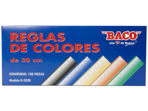 Regla Baco R-5030 de Plástico, 30cm.