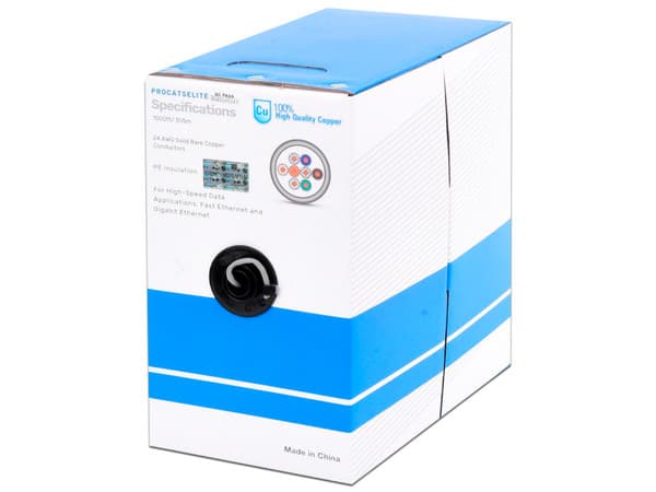 Bobina de Cable Linkedpro Cat5e, 24 AWG, 305m, para aplicaciones de videovigilancia y redes de datos, uso interior. Color Gris