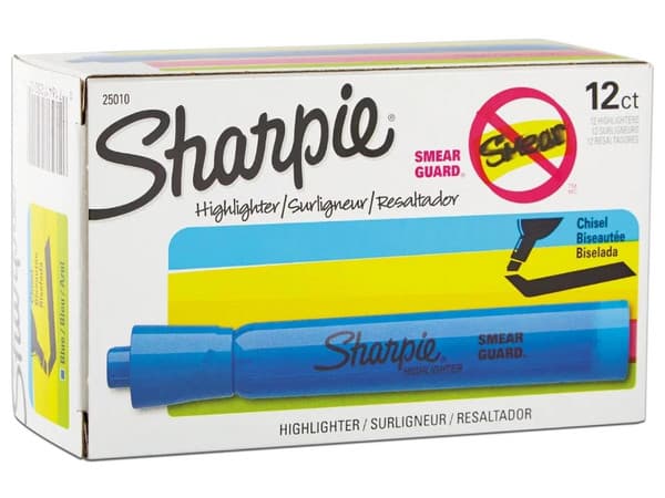 Resaltador Sharpie, Color Azul, Empaque Con 12 Piezas.