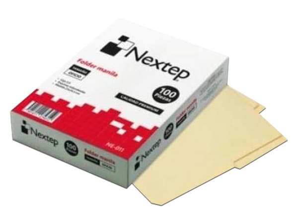 Kit de 2 Folders de manila Nextep NE-011 de tamaño oficio, color amarillo. 100 piezas