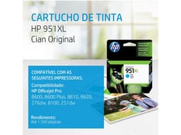 Cartucho de tinta HP 951XL Cian Original (CN046AL). - imagen 2