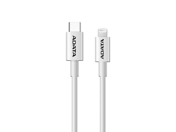 Cable Lightning ADATA, Conector Lightning(M) a USB-C(M), 1m. Color Blanco.
