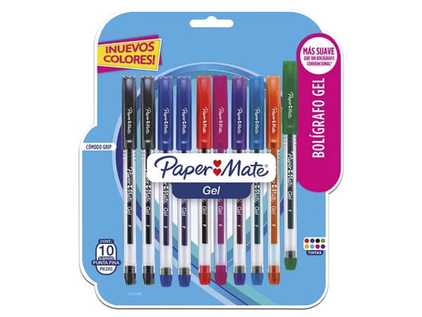 Bolígrafo Papermate, tinta en Gel, Colores Surtidos, 10 piezas.