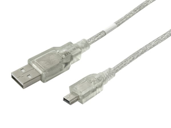 Cable USB de Alta Velocidad 2.0 A macho/ mini de 5 pines macho, Plateado, 1.8 m