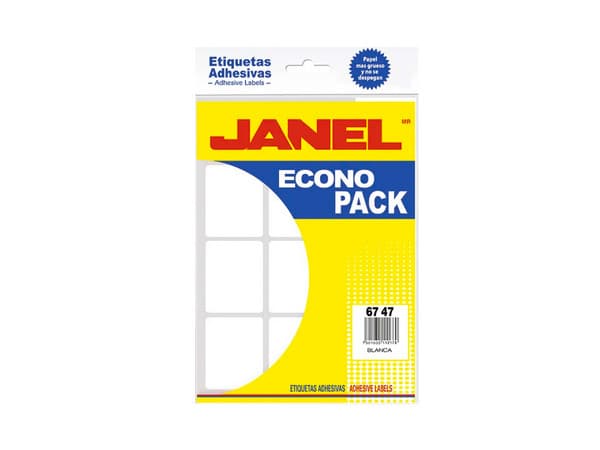 Etiqueta Janel Adhesiva Escolar, 67 x 47 mm. Color Blanco.