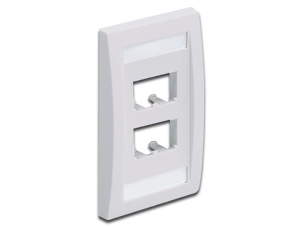 Placa frontal vertical PANDUIT de una salida, acepta 4 módulos Mini-Com. Color Blanco.