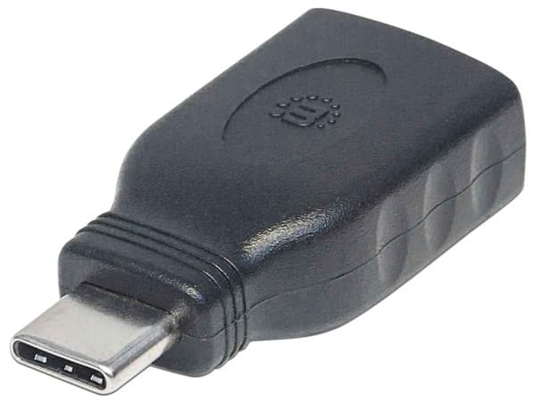 Adaptador Manhattan USB-C a USB Tipo-A. Color Negro.