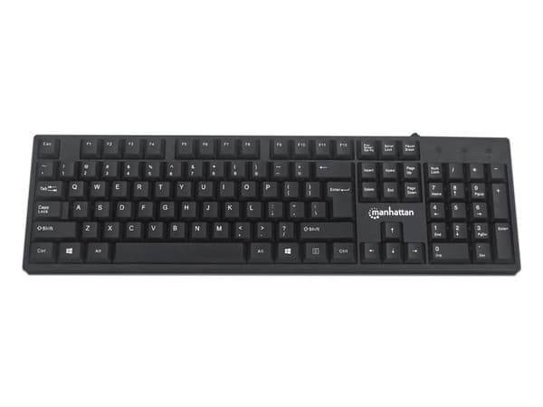 Teclado Manhattan 179324, USB, Versión en Inglés. Color Negro.