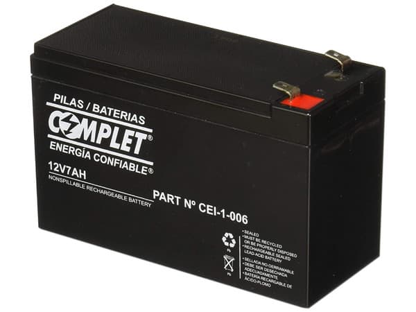 Batería Sellada de Reemplazo Complet CEI-1-006, Libre de Mantenimiento, 12V/7AH