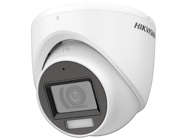 Cámara de Vigilancia Tipo Domo Hikvision DS-2CE76D0T-LMFS de 2MP (1920 x 1080), Lente 2.8 mm, IR Hasta 30 m, Micrófono Integrado, Color Blanco.