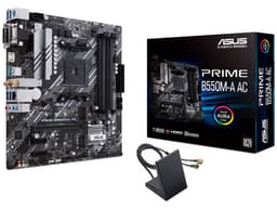 T. Madre ASUS PRIME B550M-A AC, Chipset AMD B550,Soporta: AMD Ryzen 3ra, 4ta y 5ta Generación, Socket AM4,Memoria: DDR4 4600/3866/2133 MHz, 128GB Max,Integrado: Audio HD, Red, Wi-Fi 5,USB 3.2, SATA 3.0, M.2,Micro-ATX, Ptos: 1xPCIE 4.0 x16. - imagen 1