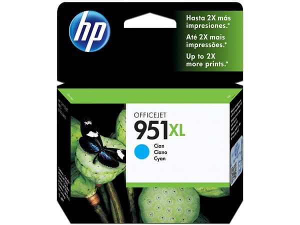 Cartucho de tinta HP 951XL Cian Original (CN046AL).