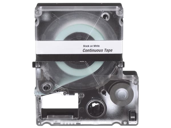 Casete de Etiquetas de Vinilo de Cinta Continua Panduit, 9 mm de Ancho x 7.6 Metros de Largo, Color Negro Sobre Blanco.