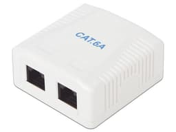 Roseta de Pared Linkedpro LP-WP-39-C6A con 2 Puertos, Incluye 2 jacks UTP, Cat6A, Color Blanco. - imagen 1