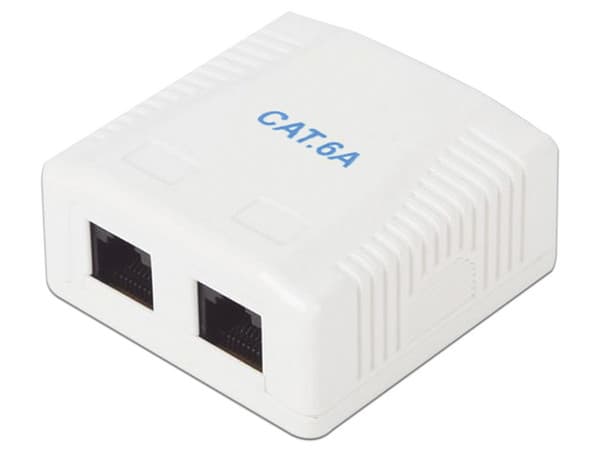 Roseta de Pared Linkedpro LP-WP-39-C6A con 2 Puertos, Incluye 2 jacks UTP, Cat6A, Color Blanco.