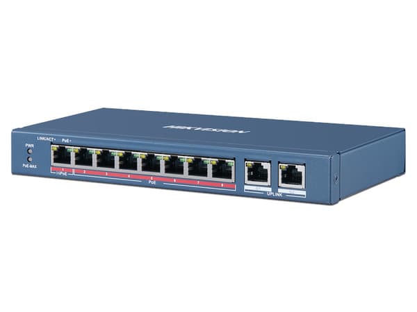 Switch Hikvision DS-3E0310HP-E, 8 Puertos 10/100 Mbps PoE + 2 Gigabit RJ45.