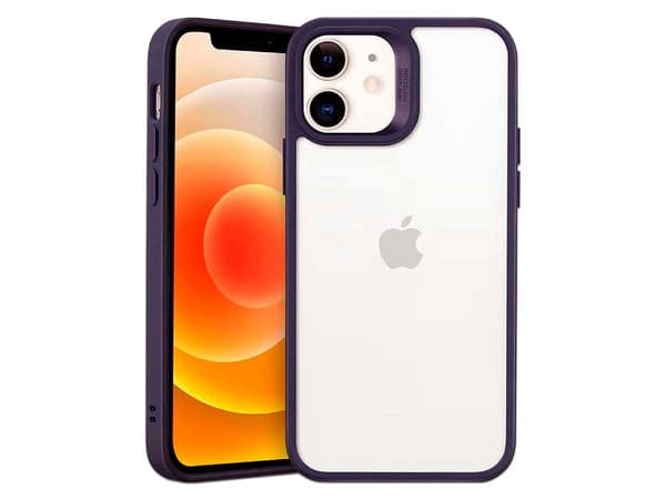 Funda ESR Hybrid Case para iPhone 12 Mini. Transparente con borde negro.