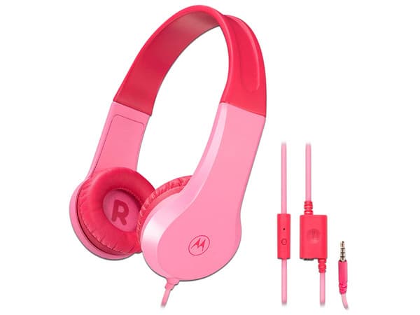 Audífonos tipo diadema infantiles Motorola JR200, 3.5mm. Color Rosa.