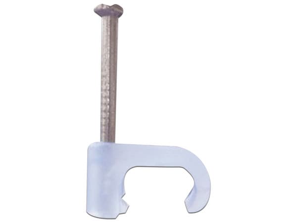 Grapa Thorsman para cable plano de 5mm, Color Transparente. Caja con 100 piezas