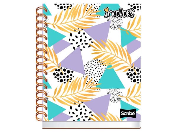 Cuaderno Scribe Book Incolors Raya pasta dura espiral doble 100 hojas