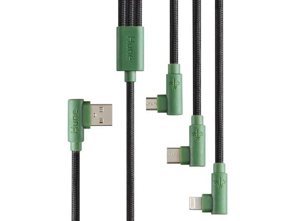 Cable Datos HUNE USB-A a 3 en 1 USB-C Micro USB y Lightning Universal, Color Verde.