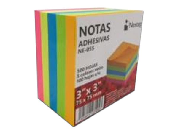 Notas Adhesivas Nextep NE-055 de 3 x 3 Pulgadas, 500 Hojas, Colores Neón.