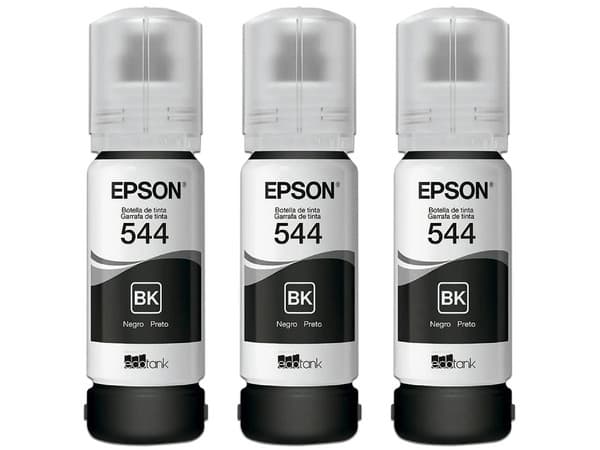 Kit de 3 Botellas de Tintas Epson 544, Color Negro.