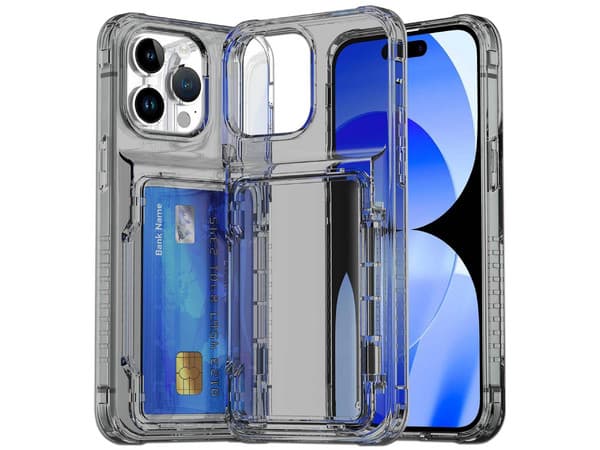 Funda Protectora TEKKU Con Tarjetero para iPhone 15 Pro Max, Color Humo.