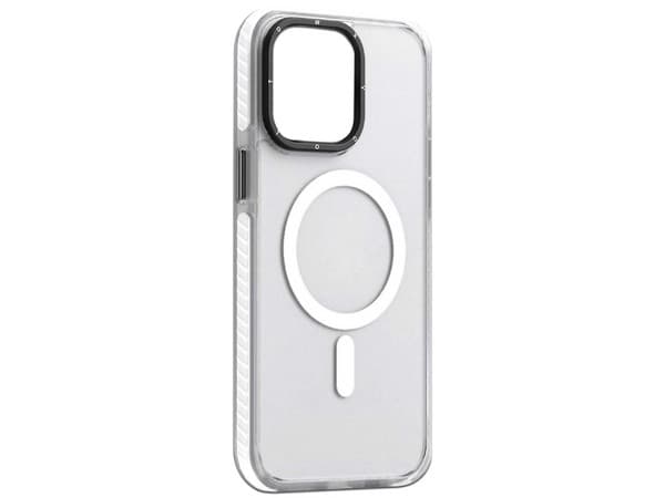 Funda protectora Tekku Matte Color para iPhone 15 Plus, Compatible con MagSafe, Color Blanco Transparente.