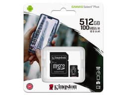 Memoria Kingston MicroSDXC UHS-I U3 Canvas Select Plus de 512GB, V30, Clase 10. Incluye adaptador. - imagen 1
