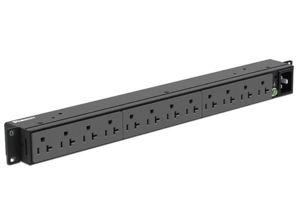Barra multicontacto horizontal Panduit P12B19M para montaje de Rack de 19", 1U. Color Negro