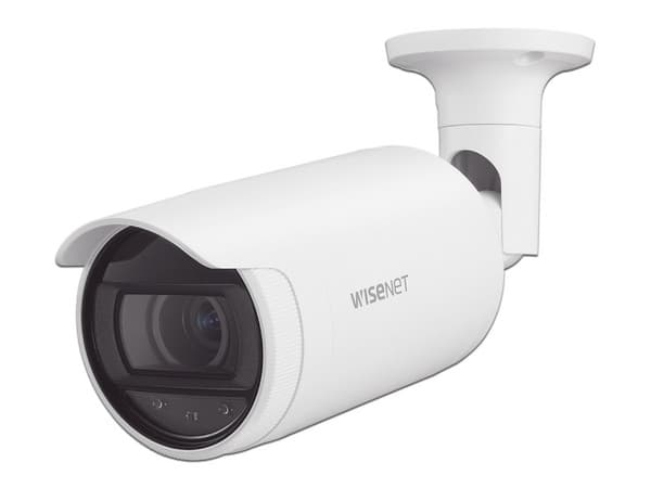Cámara de vigilancia IP Tipo Bala Hanwha AN-OL7082R de 4MP, IR hasta 30m, WiseStream , IP66, PoE.