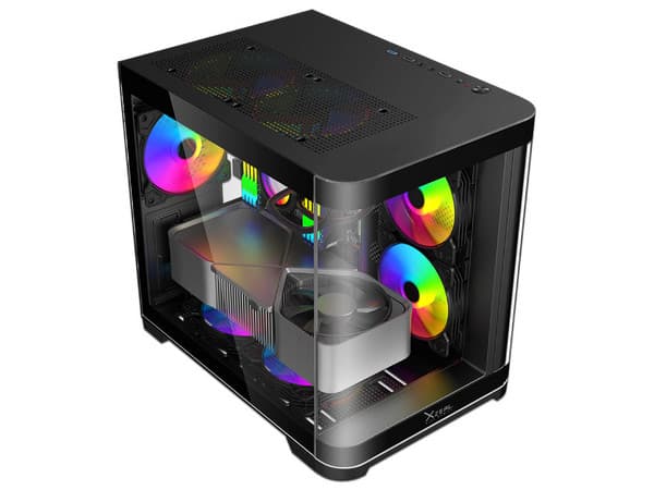 Gabinete Gamer XZEAL XZC1, Micro-ATX, Mid-Tower, Incluye 3 Ventiladores 120mm, Panel Curvo, (No Incluye Fuente de Poder), Color Negro.