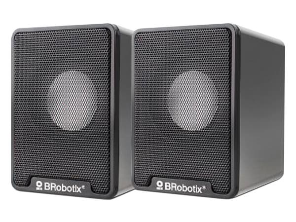 Bocinas multimedia Brobotix, USB y 3.5mm, Color Negro.