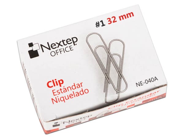 Clip Estándar Nextep Niquelado #1 de 32 mm con 100 clips por caja y 10 cajas por paquete. Paquete con 2 piezas.