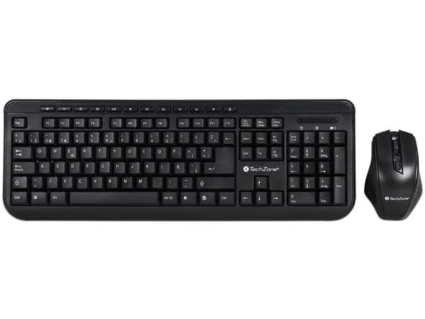 Kit de Teclado y Mouse óptico inalámbrico TechZone TZ16COMB01-INA, USB.