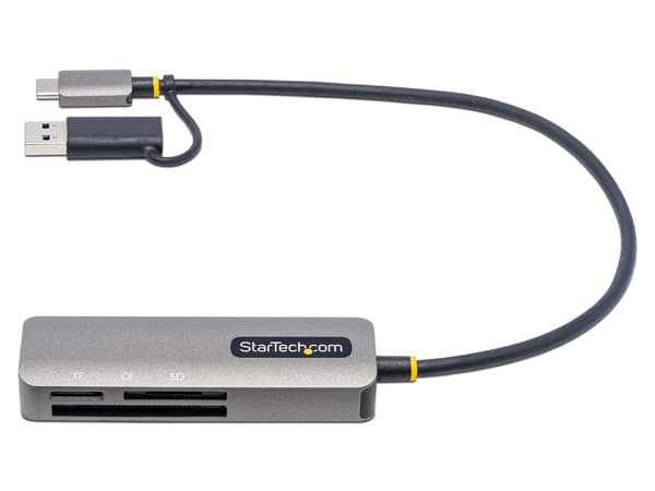 Lector de Tarjetas StarTech FCREADMICRO3V2, de USB-C/USB-A a Lector de tarjetas SD, MicroSD y CompactFlash. Color Gris.