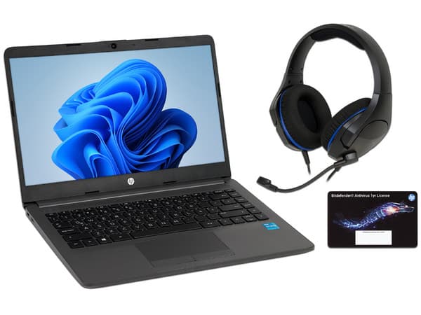 Laptop HP 240 G8:Procesador Intel Core i3 1115G4 (hasta 4.1 GHz),Memoria de 8GB DDR4,SSD de 256GB,Pantalla de 14" LED,Video UHD Graphics,S.O. Windows 11 Home (64 Bits),Incluye Antivirus Bitdefender y Audífonos HyperX CloudX. (Caja abierta, 